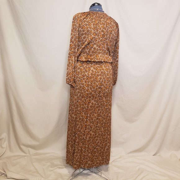 Tucker Leopard Print Silk Maxi Peasant Shift Dress - Picture 10 of 14